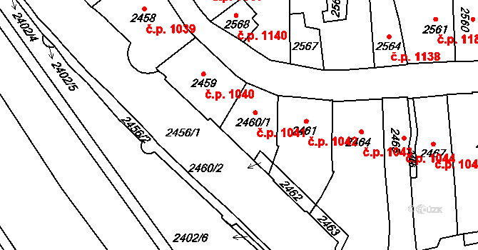 Jihlava 1041 na parcele st. 2460/1 v KÚ Jihlava, Katastrální mapa