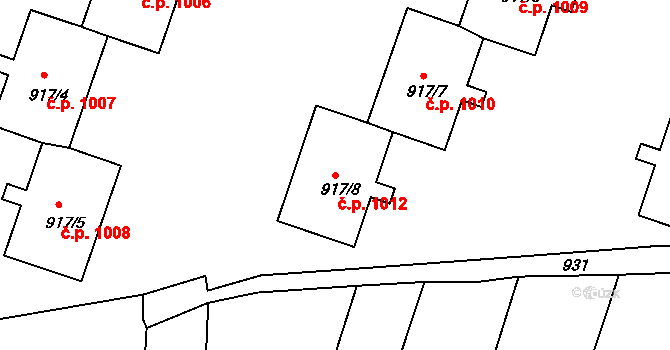 Pod Cvilínem 1012, Krnov na parcele st. 917/8 v KÚ Opavské Předměstí, Katastrální mapa