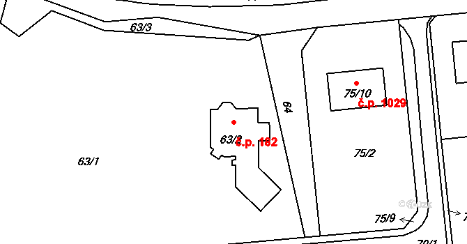 Dolní Těrlicko 182, Těrlicko na parcele st. 63/2 v KÚ Dolní Těrlicko, Katastrální mapa