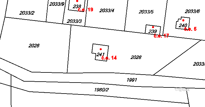 Kochnov 14, Olbramovice na parcele st. 241 v KÚ Olbramovice u Votic, Katastrální mapa