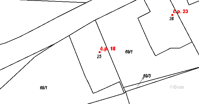 Číbuz 18, Skalice na parcele st. 25 v KÚ Číbuz, Katastrální mapa