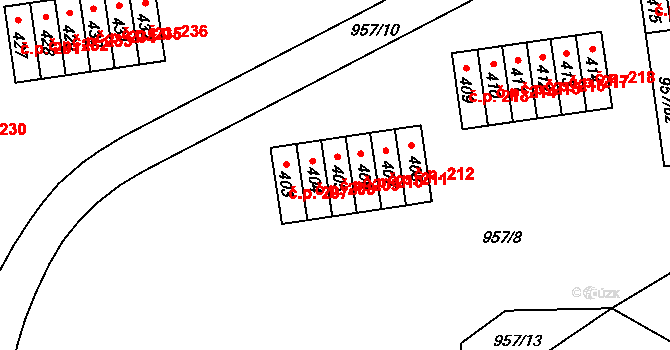 Chvalšiny 209 na parcele st. 405 v KÚ Chvalšiny, Katastrální mapa