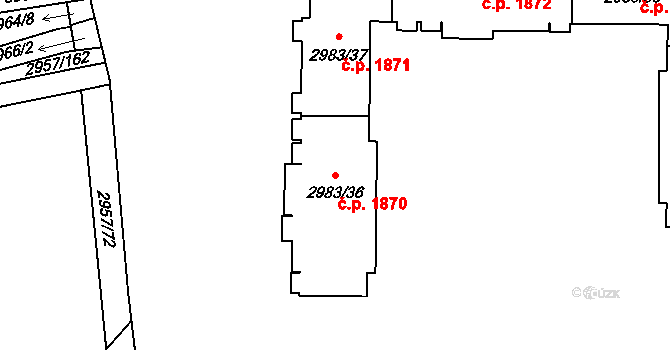 Pelhřimov 1870 na parcele st. 2983/36 v KÚ Pelhřimov, Katastrální mapa