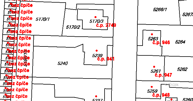 Česká Lípa 941 na parcele st. 5239 v KÚ Česká Lípa, Katastrální mapa