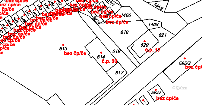 Český Dub IV 20, Český Dub na parcele st. 614 v KÚ Český Dub, Katastrální mapa