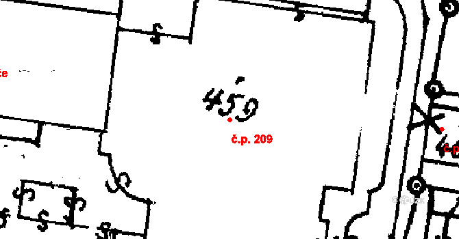 Velichovky 209 na parcele st. 459 v KÚ Velichovky, Katastrální mapa