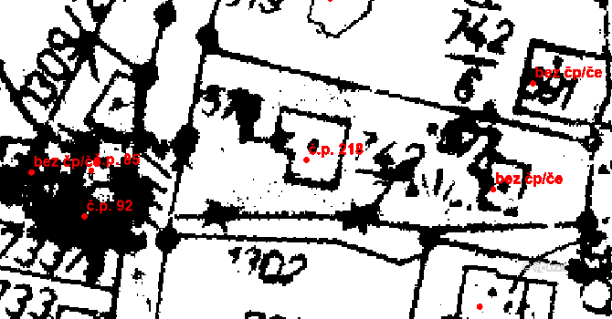 Radošov 218, Kyselka na parcele st. 576 v KÚ Radošov u Kyselky, Katastrální mapa