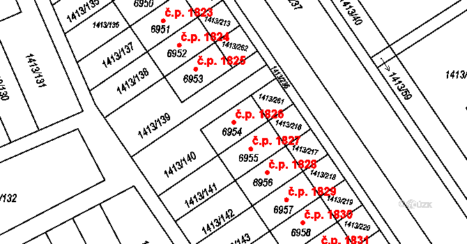 Beroun-Město 1826, Beroun na parcele st. 6954 v KÚ Beroun, Katastrální mapa