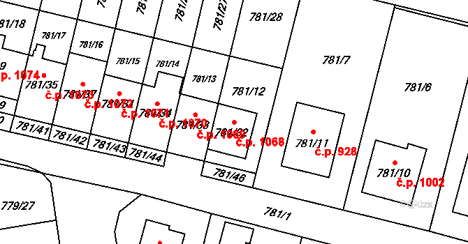 Kylešovice 1068, Opava na parcele st. 781/32 v KÚ Kylešovice, Katastrální mapa