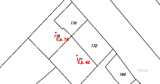 Skrochovice 74, Brumovice na parcele st. 175 v KÚ Skrochovice, Katastrální mapa