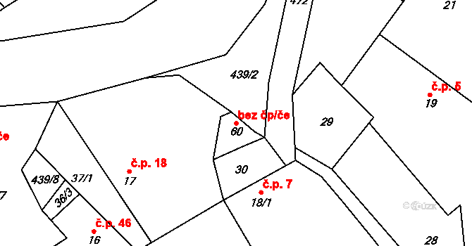 Bolešiny 45210969 na parcele st. 60 v KÚ Pečetín, Katastrální mapa