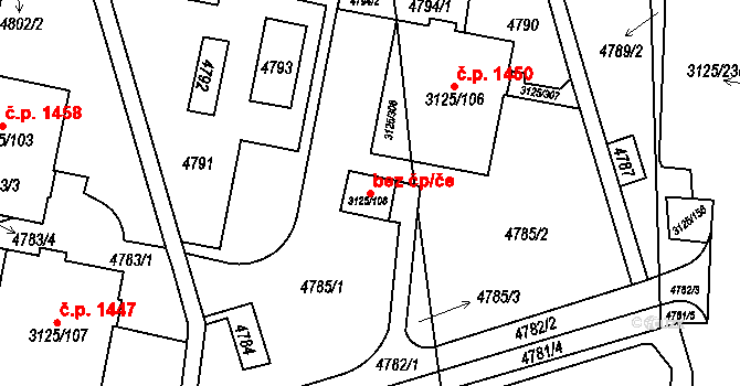 Brno 45557969 na parcele st. 3125/108 v KÚ Řečkovice, Katastrální mapa