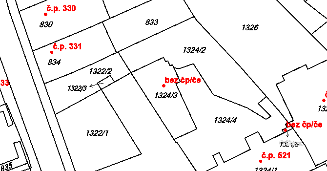 Holešov 47600969 na parcele st. 1324/3 v KÚ Holešov, Katastrální mapa
