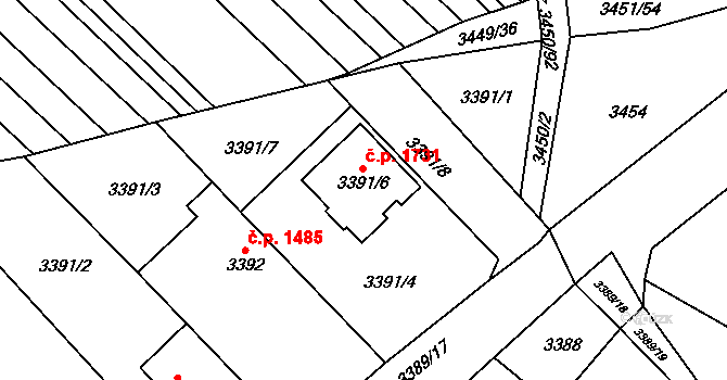Dubňany 1731 na parcele st. 3391/6 v KÚ Dubňany, Katastrální mapa