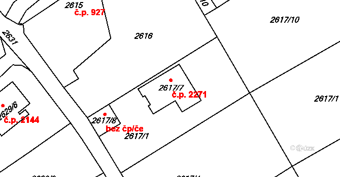 Předměstí 2271, Litoměřice na parcele st. 2617/7 v KÚ Litoměřice, Katastrální mapa