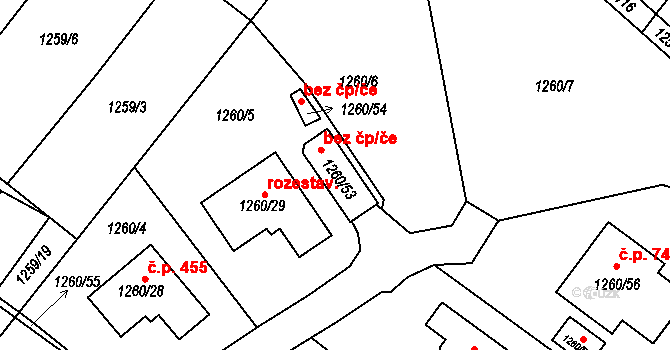 Troubsko 78548969 na parcele st. 1260/53 v KÚ Troubsko, Katastrální mapa