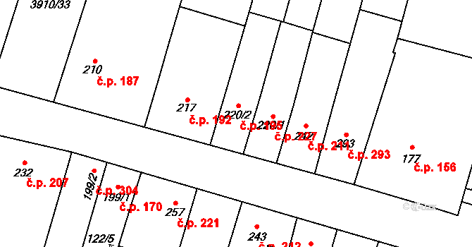 Lenešice 195 na parcele st. 220/2 v KÚ Lenešice, Katastrální mapa