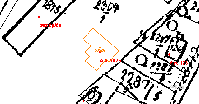Skuteč 1025 na parcele st. 2369 v KÚ Skuteč, Katastrální mapa
