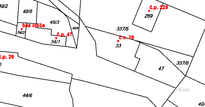 Telce 48, Peruc na parcele st. 33 v KÚ Telce, Katastrální mapa