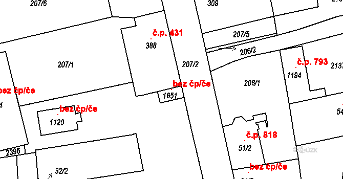 Lišov 119090970 na parcele st. 1651 v KÚ Lišov, Katastrální mapa