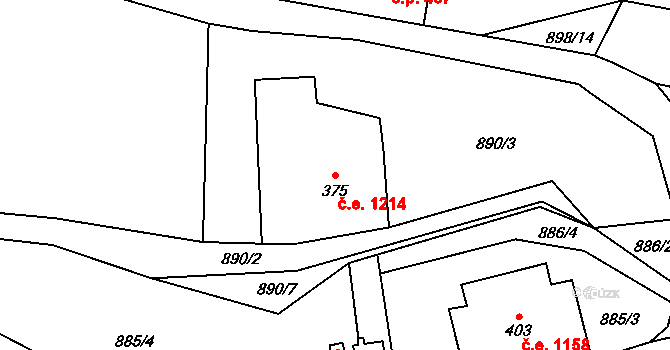 Janov nad Nisou 1214 na parcele st. 375 v KÚ Janov nad Nisou, Katastrální mapa