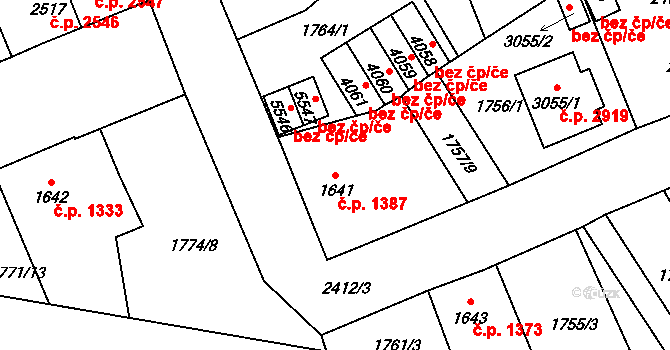 Jablonec nad Nisou 1387 na parcele st. 1641 v KÚ Jablonec nad Nisou, Katastrální mapa