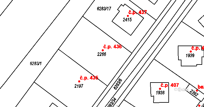 Telč-Štěpnice 436, Telč na parcele st. 2266 v KÚ Telč, Katastrální mapa