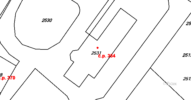 Nový Bor 354 na parcele st. 2531 v KÚ Nový Bor, Katastrální mapa