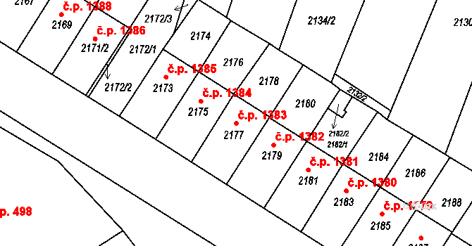 Vracov 1383 na parcele st. 2177 v KÚ Vracov, Katastrální mapa