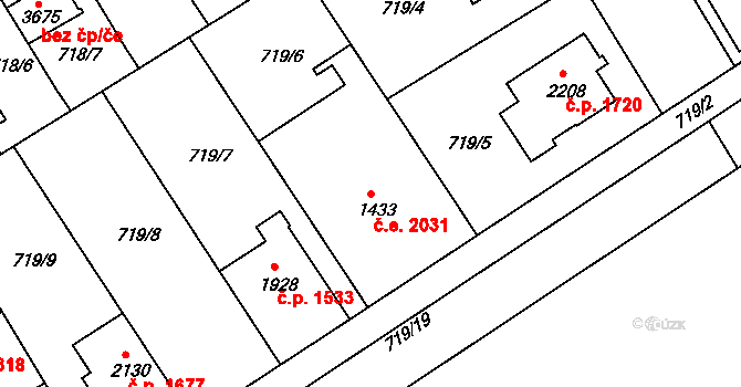 Brandýs nad Labem 2031, Brandýs nad Labem-Stará Boleslav na parcele st. 1433 v KÚ Brandýs nad Labem, Katastrální mapa