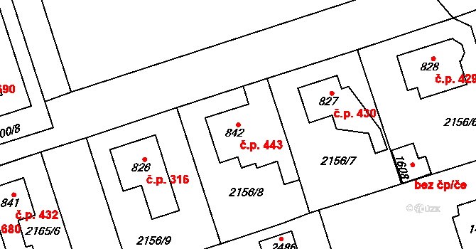 Lomnice nad Popelkou 443 na parcele st. 842 v KÚ Lomnice nad Popelkou, Katastrální mapa