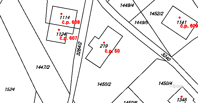 Horní Rokytnice 50, Rokytnice nad Jizerou na parcele st. 219 v KÚ Horní Rokytnice nad Jizerou, Katastrální mapa