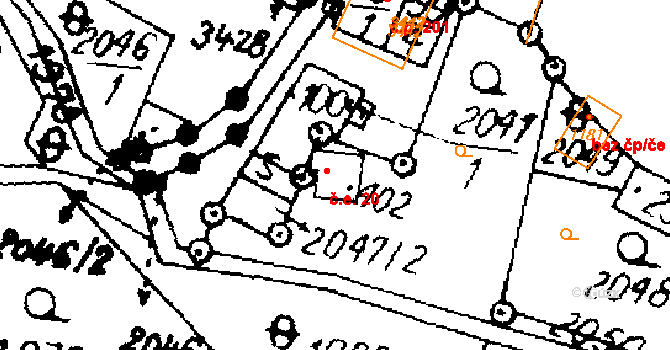 Písek 20 na parcele st. 402 v KÚ Písek u Jablunkova, Katastrální mapa