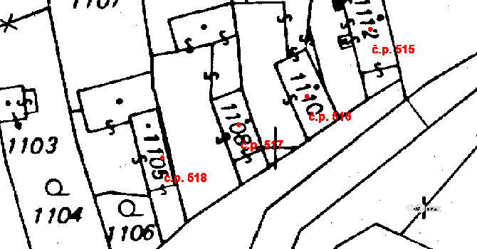 Haukovice 517, Újezd na parcele st. 1108 v KÚ Újezd u Uničova, Katastrální mapa