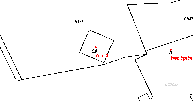 Vlhošť 3, Žeretice na parcele st. 39 v KÚ Vlhošť, Katastrální mapa