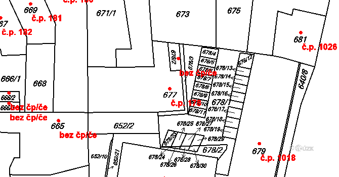 Štýřice 178, Brno na parcele st. 677 v KÚ Štýřice, Katastrální mapa
