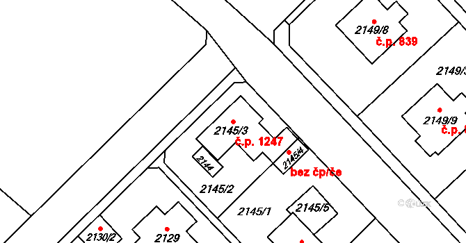 Slatina 1247, Brno na parcele st. 2145/3 v KÚ Slatina, Katastrální mapa