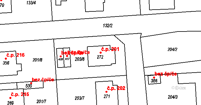 Luby 201, Klatovy na parcele st. 272 v KÚ Luby, Katastrální mapa