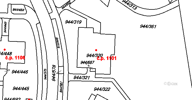 Šumbark 1101, Havířov na parcele st. 944/320 v KÚ Šumbark, Katastrální mapa
