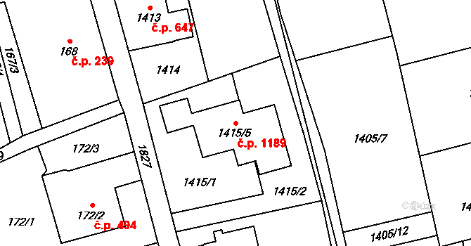 Kylešovice 1189, Opava na parcele st. 1415/5 v KÚ Kylešovice, Katastrální mapa