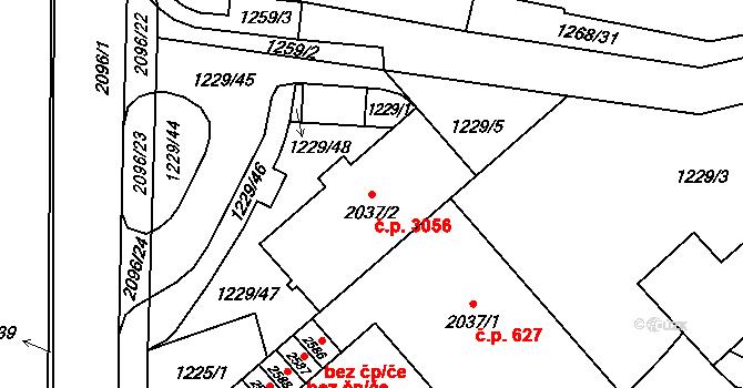 Šumperk 3056 na parcele st. 2037/2 v KÚ Šumperk, Katastrální mapa