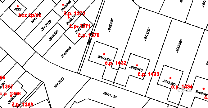 Kuřim 1432 na parcele st. 2642/308 v KÚ Kuřim, Katastrální mapa