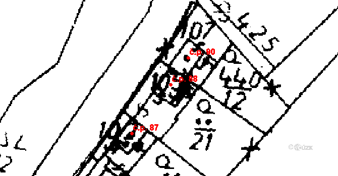 Jemníky 88 na parcele st. 105 v KÚ Jemníky, Katastrální mapa