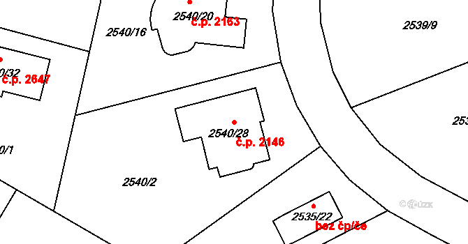 České Budějovice 5 2146, České Budějovice na parcele st. 2540/28 v KÚ České Budějovice 5, Katastrální mapa