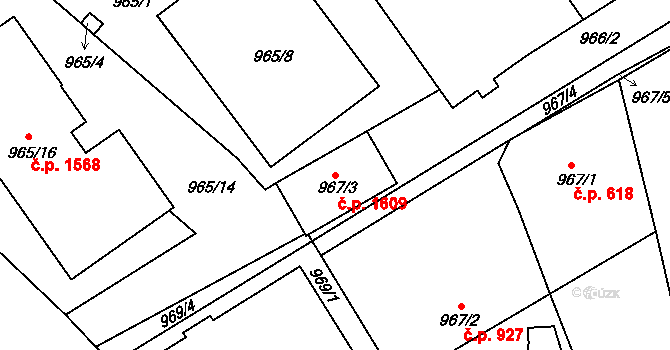 Rychnov nad Kněžnou 1609 na parcele st. 967/3 v KÚ Rychnov nad Kněžnou, Katastrální mapa