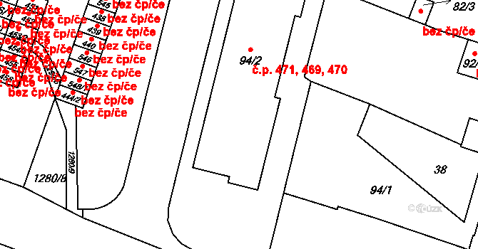 Bystřice 469,470,471 na parcele st. 94/2 v KÚ Bystřice u Benešova, Katastrální mapa
