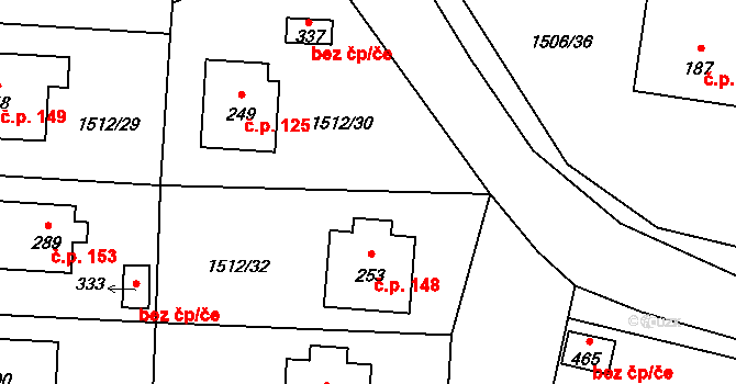 Olbramovice Ves 148, Olbramovice na parcele st. 253 v KÚ Olbramovice u Votic, Katastrální mapa