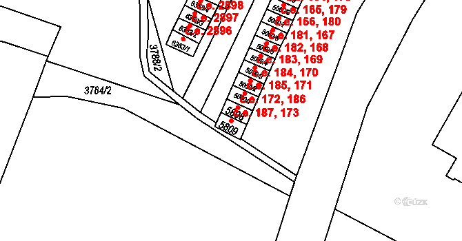 Zlín 173,187 na parcele st. 5809 v KÚ Zlín, Katastrální mapa