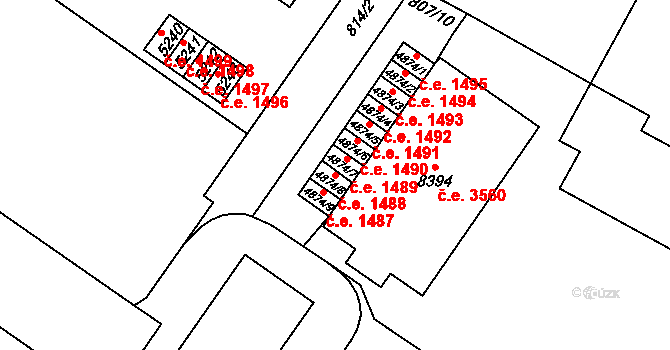 Zlín 1488 na parcele st. 4874/8 v KÚ Zlín, Katastrální mapa