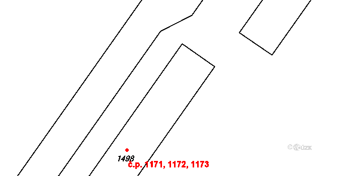 Hrabůvka 1171,1172,1173, Ostrava na parcele st. 1498 v KÚ Hrabůvka, Katastrální mapa